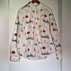 Bolden London Print Long Sleeve Button Down Shirt Women's Size 8